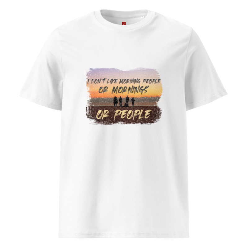 Koszulka "I DON'T LIKE MORNING PEOPLE" - Organiczna Bawełna - Motyw Wschodu Słońca|ADNW LTD