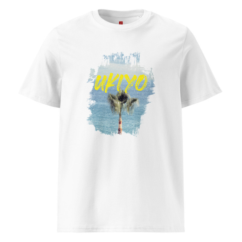 "Ukiyo Palm Escape" Unisex Organic Cotton T-Shirt – Japanese Zen Design|ADNW LTD