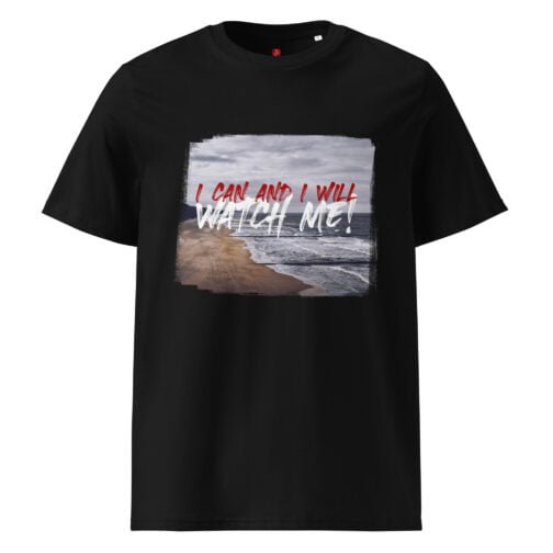 Rock our GOTS organic cotton t-shirt featuring a stunning beach scene with the empowering message "I Can and I Will, Watch Me!". Perfect for nature lovers and go-getters, this eco-friendly tee combines comfort and style.