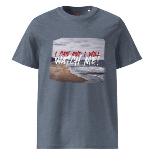 Rock our GOTS organic cotton t-shirt featuring a stunning beach scene with the empowering message "I Can and I Will, Watch Me!". Perfect for nature lovers and go-getters, this eco-friendly tee combines comfort and style.