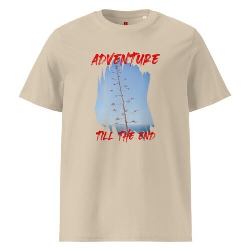 Rock our GOTS organic cotton t-shirt featuring a stunning tree silhouette with "Adventure Till The End" text. Perfect for nature lovers and thrill-seekers, this eco-friendly tee is all about comfort and style.