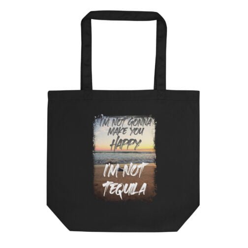 Add humor to your day with our Tequila Quote Tote Bag. 100% organic cotton, featuring a fun beach sunset design. Perfect for eco-conscious humorists.