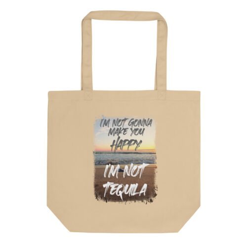 Add humor to your day with our Tequila Quote Tote Bag. 100% organic cotton, featuring a fun beach sunset design. Perfect for eco-conscious humorists.