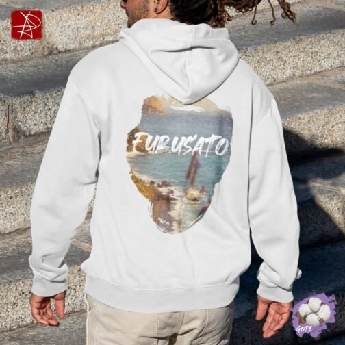 <p class="p1">Reconnect with your roots in our unisex organic cotton hoodie featuring the <b>“Furusato”</b> (hometown) coastal design and a front pouch pocket. GOTS certified and perfect for eco-conscious adventurers.</p>