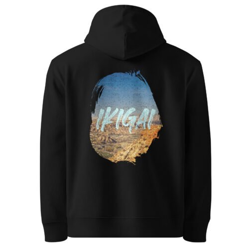 <p class="p1">Find your purpose in our unisex organic cotton hoodie, featuring the <b>“Ikigai”</b> (reason for being) desert landscape design and a front pouch pocket. GOTS certified and ideal for mindful adventurers.</p>