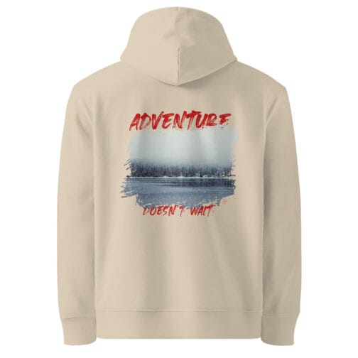 Adventure Does Not Wait Organic Cotton Hoodie – Unisex Winter Forest Design | GOTS Certified Eco-Friendly - Image 5