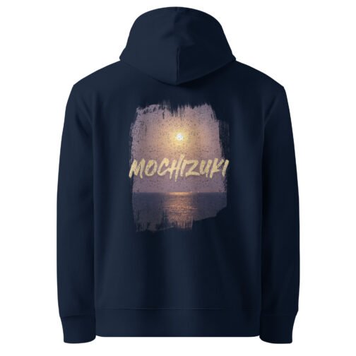 <p class="p1">Stay cozy and eco-conscious with our unisex organic cotton hoodie, featuring the <b>“Mochizuki”</b> (full moon) design over a moonlit ocean and a front pouch pocket. GOTS certified, perfect for nature lovers.</p>