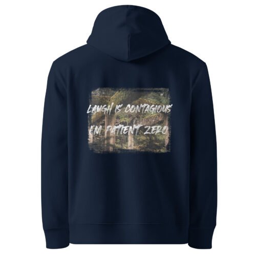 <p class="p1">Embrace joy and nature with our unisex organic cotton hoodie, featuring the fun <b>“Laughter is Contagious”</b> quote and forest design. GOTS certified and ideal for eco-conscious adventurers</p>