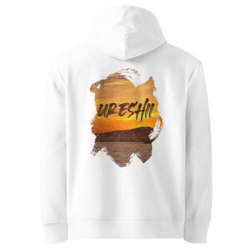 <p class="p1">Stay warm and eco-friendly with our unisex organic cotton hoodie, featuring the <b>“Ureshii”</b> (happiness) sunset design and a front pouch pocket. GOTS certified, perfect for nature lovers.</p>