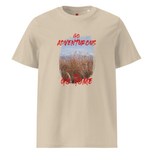 <p class="p1">Show your love for adventure with this bold GOTS organic cotton t-shirt. Featuring the striking phrase “Go Adventurous or Go Home,” this shirt is perfect for thrill-seekers and outdoor lovers.</p>