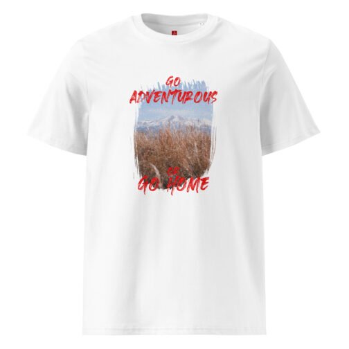 <p class="p1">Show your love for adventure with this bold GOTS organic cotton t-shirt. Featuring the striking phrase “Go Adventurous or Go Home,” this shirt is perfect for thrill-seekers and outdoor lovers.</p>